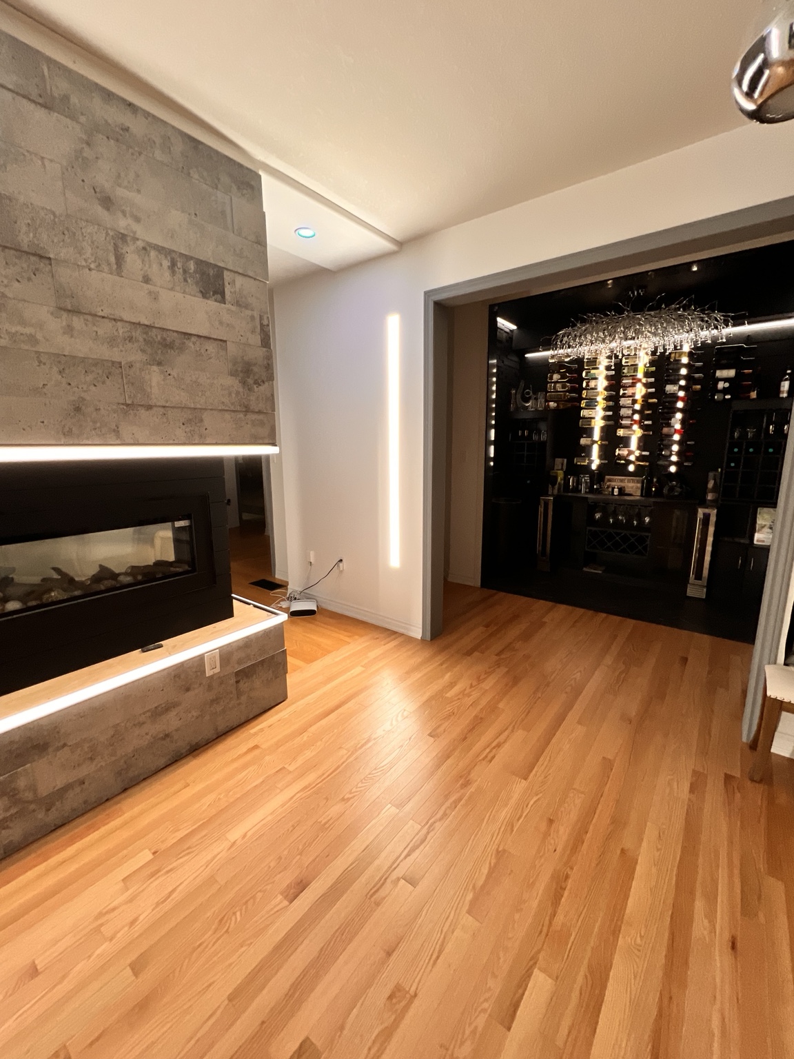 Residential media room with integrated architectural lighting