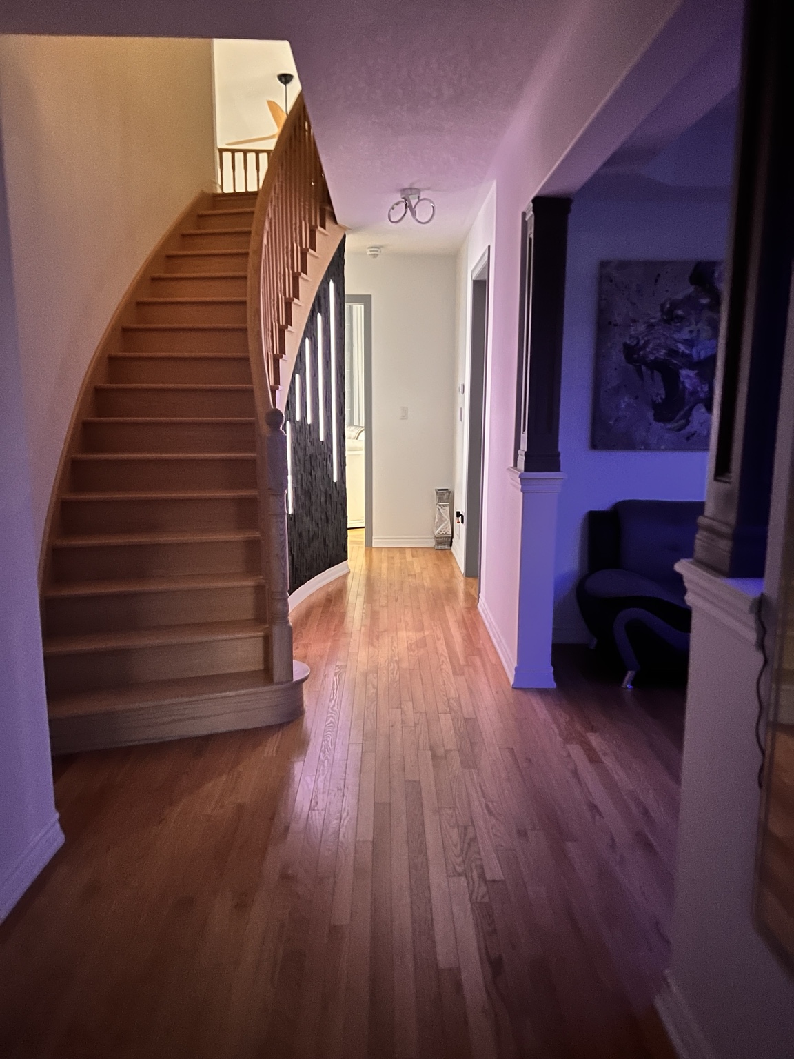 Residential staircase with integrated lighting