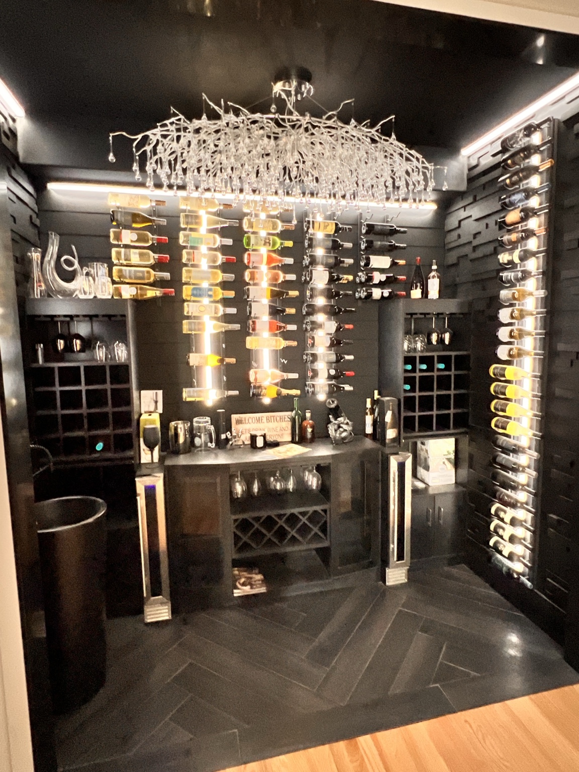Illuminated residential wine display