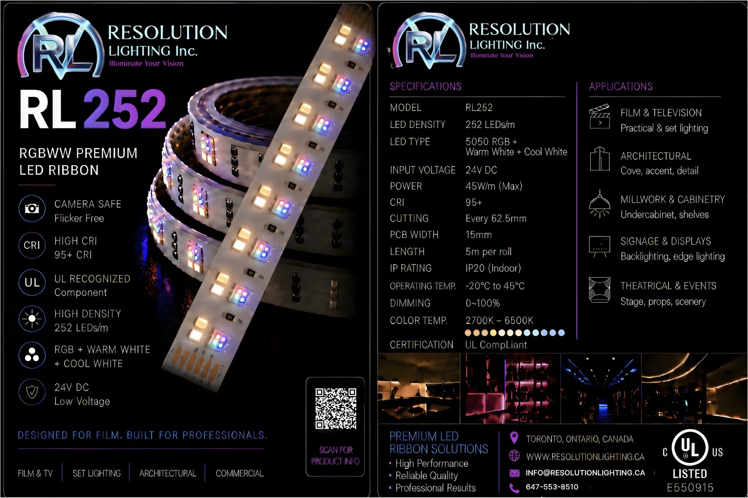 RL252 RGBWW premium LED ribbon product card